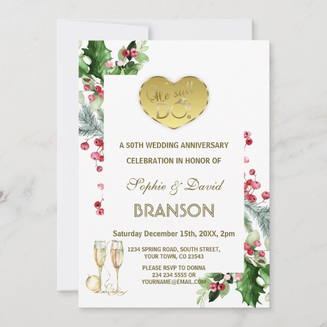 Winter 50th Wedding Anniversary We still DO Invitation (Front)