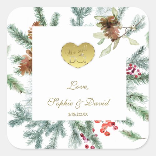 Winter 50th Wedding We Still Do Square Sticker