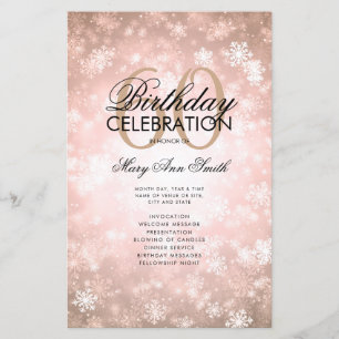 Winter 60th Birthday Program Rose Gold Menu