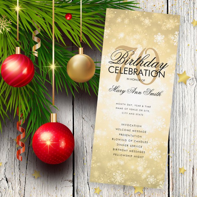 Winter 70th Birthday Program Gold Wonderland Menu (Creator Uploaded)
