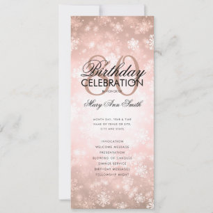 Winter 80 Birthday Program Rose Gold Wonderland