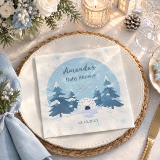 Winter A Little Snowflake Winter Baby Shower Napkins