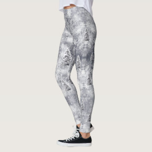 Winter Abstract Tree Gray Holiday Leggings