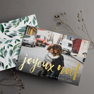 Winter Abundance Joyeux Noel Photo Foil Holiday Card