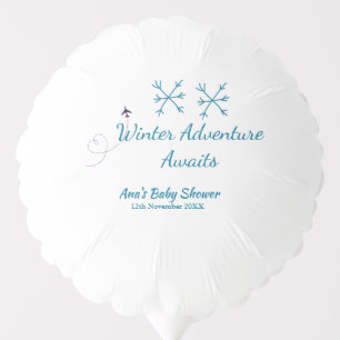 Winter Adventure awaits baby shower blue snowflake Balloon