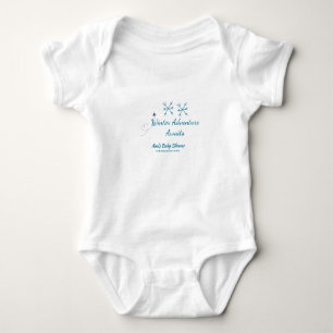 Winter Adventure awaits baby shower blue snowflake Bodysuit