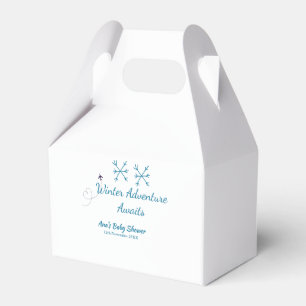 Winter Adventure awaits baby shower blue snowflake Favor Boxes