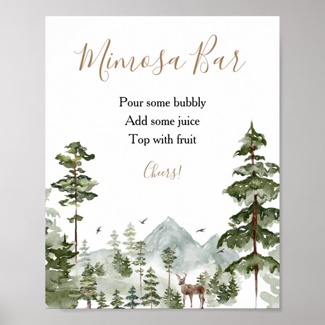 Winter Adventure Awaits Couple Shower Mimosa Bar Poster (Front)