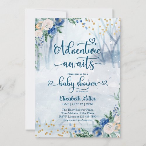 Winter Adventure Awaits Watercolor Baby Shower