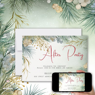 Winter After Party Watercolor Greenery Invitation