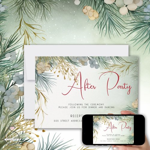 Winter After Party Watercolor Greenery  Invitation