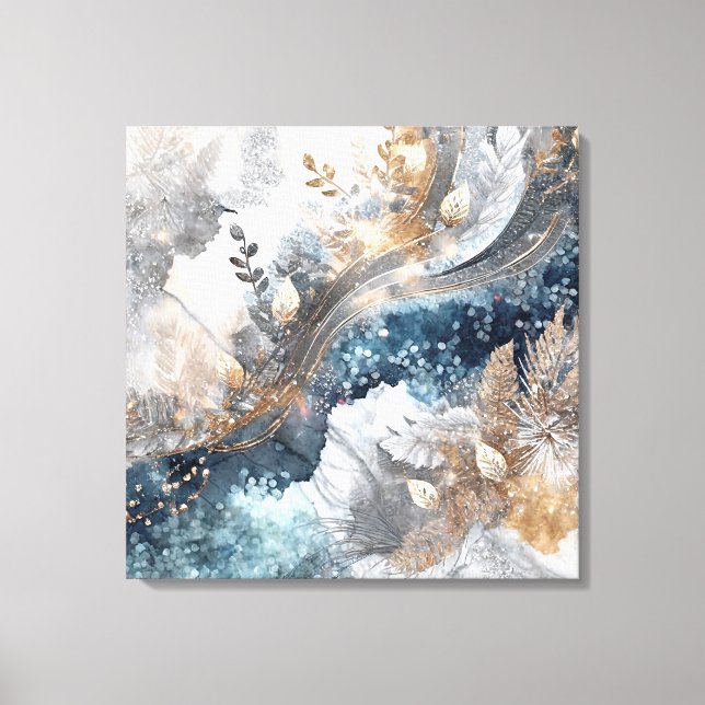 Winter Alcohol Ink Art Wrapped Canvas Print (Front)