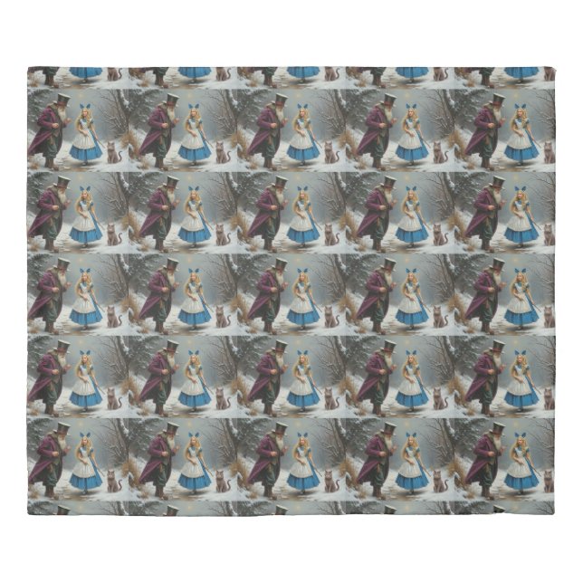 Winter Alice blue king duvet cover (Front)
