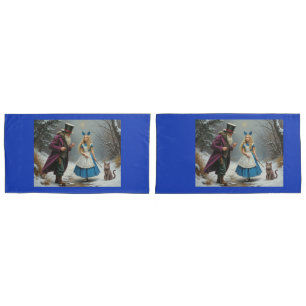 Winter Alice blue king pillowcases pair