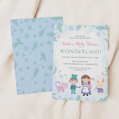 Winter Alice in Wonderland Baby Shower Invitation