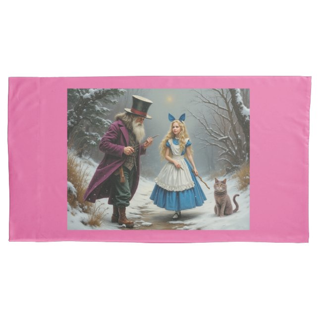 Winter Alice pink king pillowcase (Front)