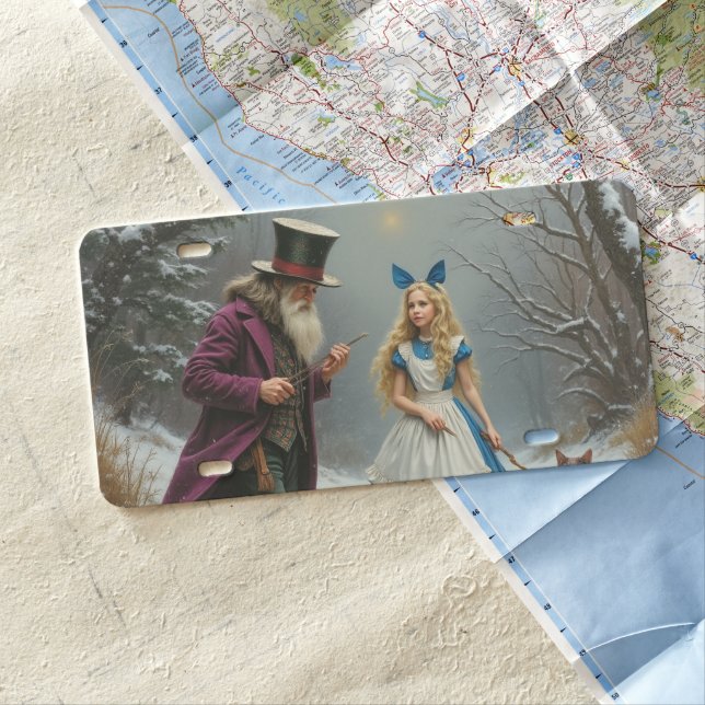 Winter Alice plastic license plate (In Situ)