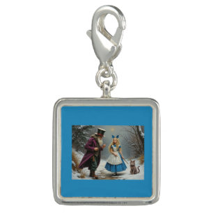Winter Alice silver square charm