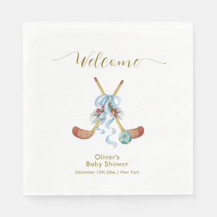 Winter All Star Hockey Baby Shower Welcome Napkins