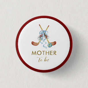Winter All Star Hockey Mother To Be Baby Shower Button