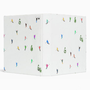 Winter Alpine Skiers Skiing Ski Skis Pattern 3 Ring Binder