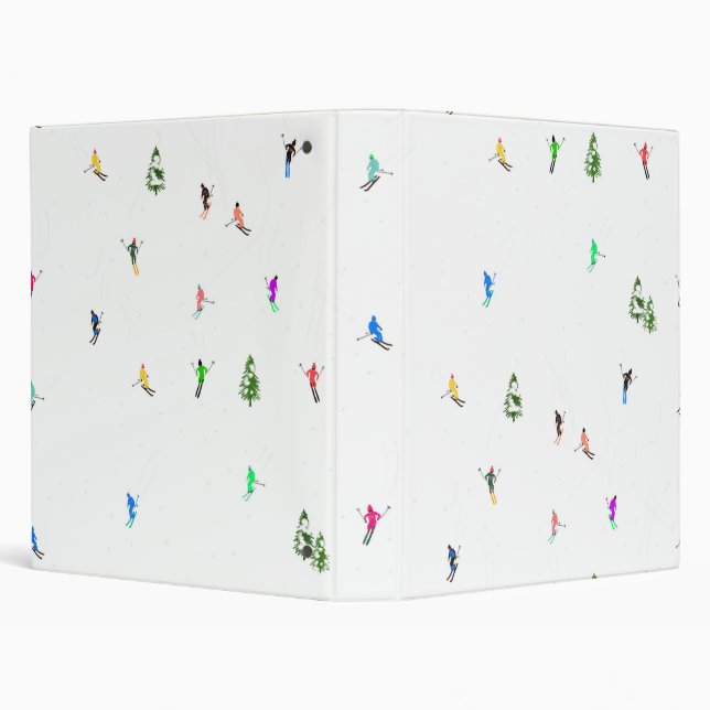Winter Alpine Skiers Skiing Ski Skis Pattern 3 Ring Binder (Background)