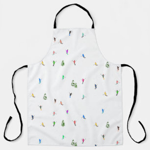 Winter Alpine Skiers Skiing Ski Skis Pattern Apron