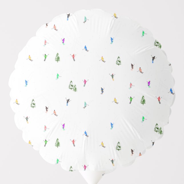 Winter Alpine Skiers Skiing Ski Skis Pattern Balloon (Front)