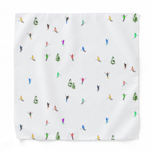 Winter Alpine Skiers Skiing Ski Skis Pattern Bandana (Front)