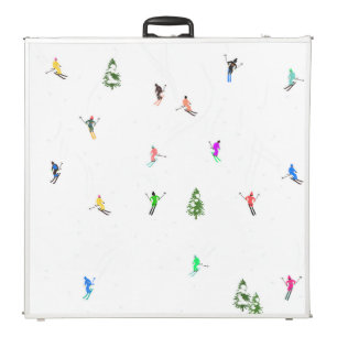 Winter Alpine Skiers Skiing Ski Skis Pattern Beer Pong Table