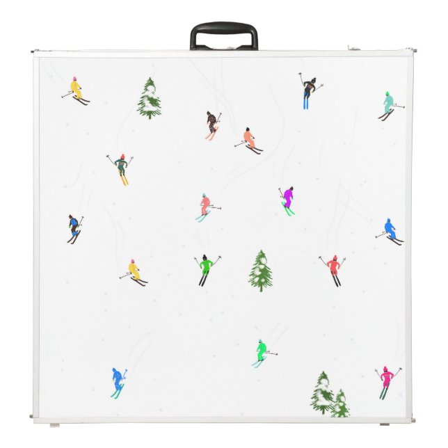 Winter Alpine Skiers Skiing Ski Skis Pattern Beer Pong Table (Folded)