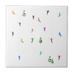 Winter Alpine Skiers Skiing Ski Skis Pattern Ceramic Tile<br><div class="desc">Cool winter themed skier pattern design with skiers skiing down alpine ski resort slopes among snow covered fir trees in alps. Freeride skiers are wearing colorful vintage retro ski suits, skiing downhill with skis on a white snowy mountain landscape background. Wonderful winter sport fun gift for a skier in your...</div>