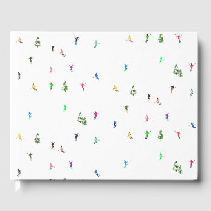 Winter Alpine Skiers Skiing Ski Skis Pattern Guest Book