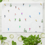 Winter Alpine Skiers Skiing Ski Skis Pattern Kitchen Towel<br><div class="desc">Cool winter themed skier pattern design with skiers skiing down alpine ski resort slopes among snow covered fir trees in alps. Freeride skiers are wearing colorful vintage retro ski suits, skiing downhill with skis on a white snowy mountain landscape background. Wonderful winter sport fun gift for a skier in your...</div>