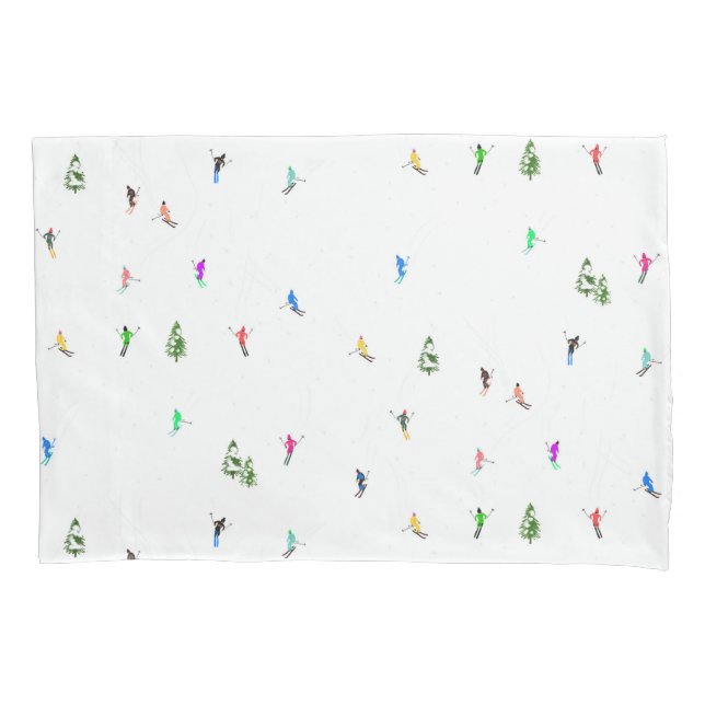 Winter Alpine Skiers Skiing Ski Skis Pattern Pillow Case (Front)