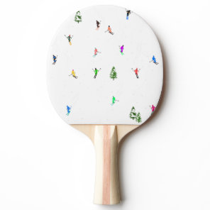 Winter Alpine Skiers Skiing Ski Skis Pattern Ping Pong Paddle
