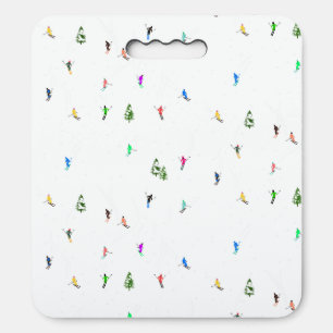 Winter Alpine Skiers Skiing Ski Skis Pattern Seat Cushion