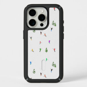Winter Alpine Skiers Skiing Ski Skis Pattern iPhone 15 Pro Case