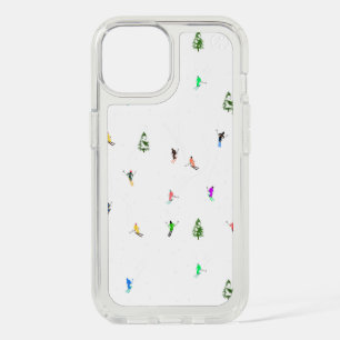 Winter Alpine Skiers Skiing Ski Skis Pattern iPhone 15 Case