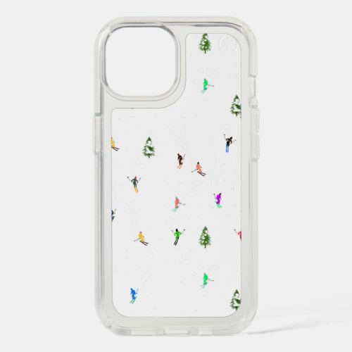 Winter Alpine Skiers Skiing Ski Skis Pattern iPhone 15 Case