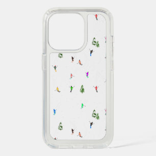 Winter Alpine Skiers Skiing Ski Skis Pattern iPhone 15 Pro Case