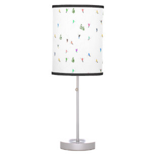 Winter Alpine Skiers Skiing Ski Skis Pattern Table Lamp