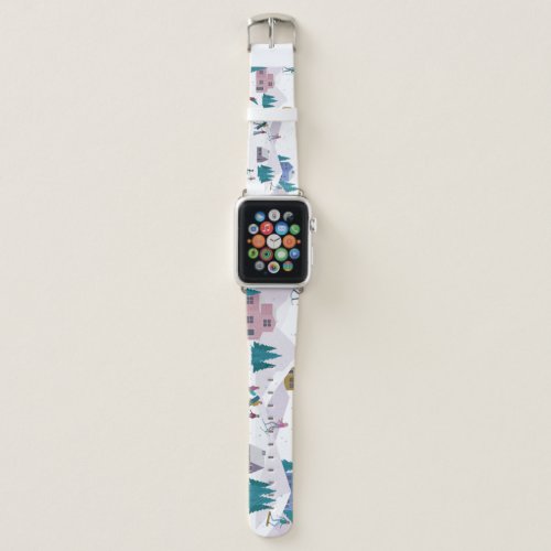 Winter Alps holidays active people seamless Apple Watch Band