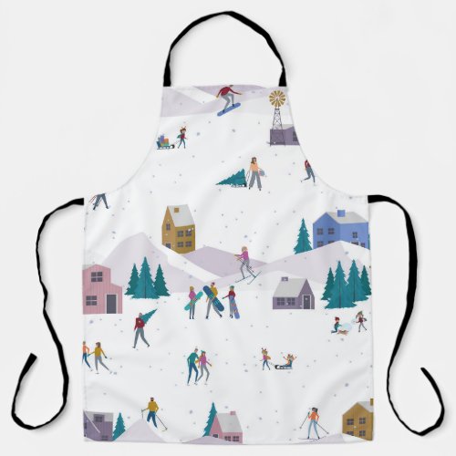 Winter Alps holidays active people seamless Apron