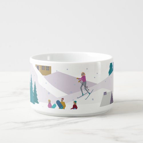 Winter Alps holidays active people seamless Bowl