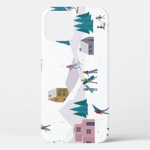 Winter Alps holidays active people seamless iPhone 12 Case
