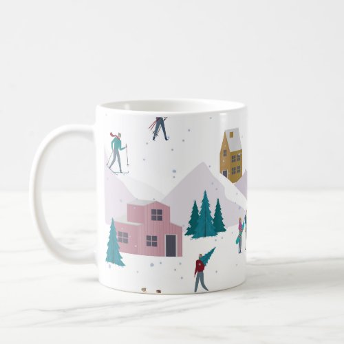 Winter Alps holidays active people seamless Coffee Mug