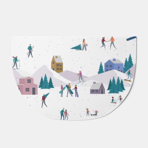 Winter Alps holidays active people seamless Doormat