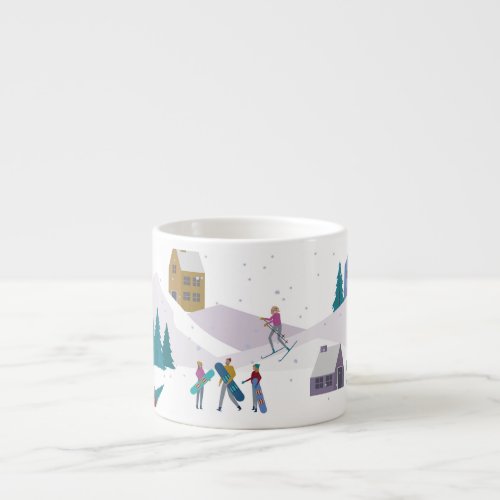 Winter Alps holidays active people seamless Espresso Cup