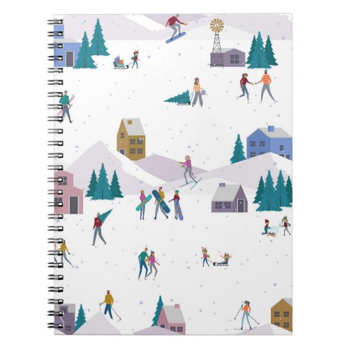 Winter Alps holidays active people seamless Notebook